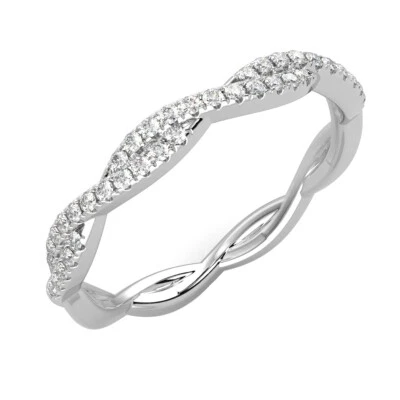 0.33Ct Natural Round Diamond Full Twisted Half Eternity Ring In White Gold-1.8mm - Image 1 of 4