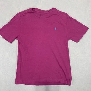Polo Ralph Lauren T-Shirt Youth M Medium Pink Short Sleeve Blue Pony Logo - Picture 1 of 11