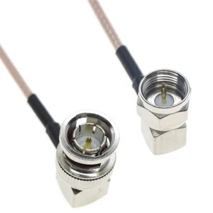 RG179 BNC Male Right Angle to F Male 90° Connector 75ohm Video HD-SDI RF Cable - Zdjęcie 1 z 4