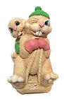 Moorcraft Hand Painted Rabbit Bunnies on Sledge Figure ornament Home Decor Gift