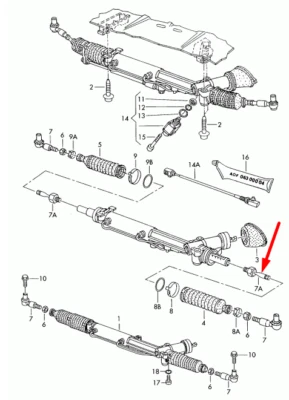 New AUDI A8 D3 Steering Rack Tie Rod 4E0419821A - Image 1 of 4
