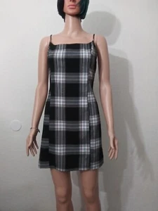 Forever 21 Multi- Plaid A-line Dress ADJ Straps Small Slit/Hem Knee Length Dress - Picture 1 of 12