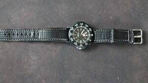 Luminox Vintage watch Navy Seals MOD Black dial case 42mm date @3 NATO, Leather