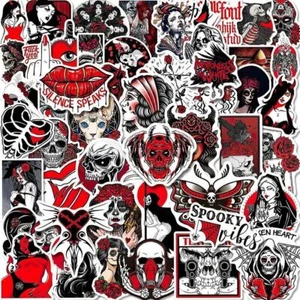 50 Pieces Red Black White Gothic / Devil Style Sticker Bomb Sticker Set - Picture 1 of 6