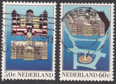 1982 Netherlands SC# 647-648 - Royal Palace, Dam Square, Amsterdam - Used -1 - Image 1 of 2