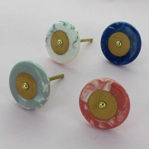 Marble Effect Coloured Disc Door Knobs By G Decor - Picture 1 of 5