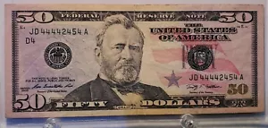 2009 $50 FRN Fancy Serial Number 6 Of A Kind Leading Quad 4 - Picture 1 of 2