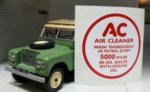 Land Rover Series 1 2 2a AC Vintage Breather Cap Label Decal Red on White - Picture 1 of 2