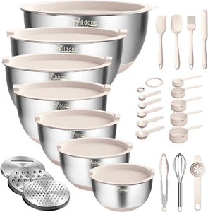 Mixing Bowls with Airtight Lids, 27 PCS Stainless Steel Nesting Bowls, with 3 Gr - Picture 1 of 7