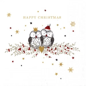 Papierservietten Weihnachten Eule/Eule. Pappservietten Weihnachten Eule Happy Chr. - Bild 1 von 1