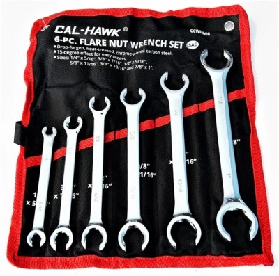 CAL-HAWK 6pc CALHAWK PROFESSIONAL FLARE NUT LINE WRENCH SET SAE