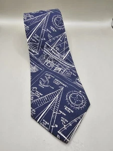 Corbata náutica para hombre Keys Lockwood azul seda 57x 3,75 pulgadas Veleros - Imagen 1 de 6
