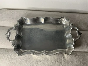 BEATRIZ BALL  Large Handmade Aluminum Silver Serving Tray 19" x 13" - Picture 1 of 9