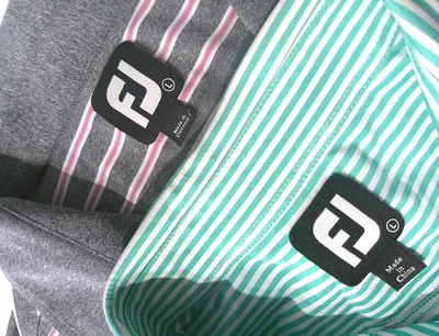 Lote 2 FootJoy Hombres Rendimiento Polo Talla Grande Rayas Elastizadas Jersey Camisa de Golf Foto 1 de 4