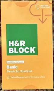 2024 H&R Block Basic simple tax federal e-file pc mac - Picture 1 of 2