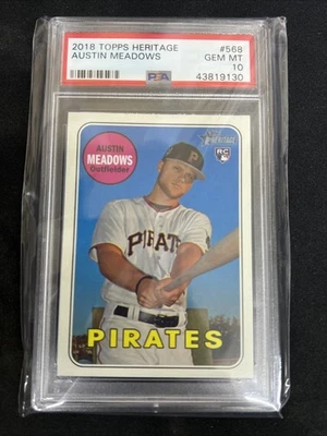 2018 AUSTIN MEADOWS Topps Heritage MLB ROOKIE Card #568 PSA 10 GEM MINT Tigers - Image 1 of 2