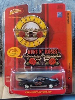 Guns and Roses 1973 Ford Mustang Car Johnny Lighting, New Carded! 1/64 - Image 1 of 4