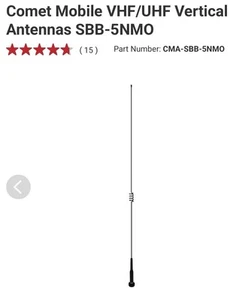 Comet Mobile VHF/UHF Vertical Ant. SBB-5NMO With Mount - Photo 1/2