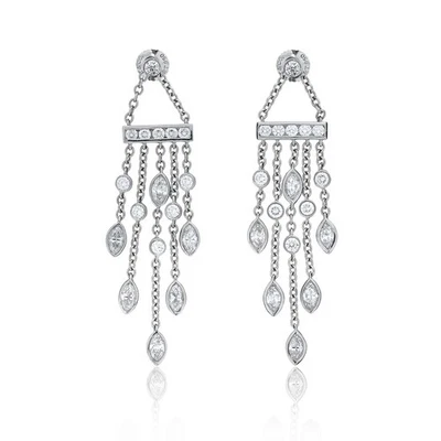 Tiffany & Co. 950 Platinum 2.68ctw Diamond Chandelier Earrings GE-2767-C - Image 1 of 4