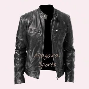 Neu 2025 Herren Biker Lederjacke Schwarz & Braun Weiches Lammfell Leder - Bild 1 von 5