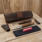 Spoon Carving Kit – Walnut Handle Sloyd & Hook Knife Set Leather Roll S01X Brown