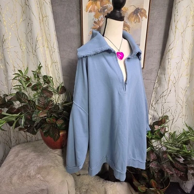 Torrid Super Soft Fleece Quarter Zip Pullover Sweatshirt Blue Size 6 - Image 1 of 4