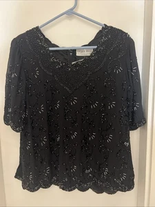 Nuevo con etiquetas Top para mujer elegante con cuentas negras para ocasiones especiales talla XL - Imagen 1 de 5