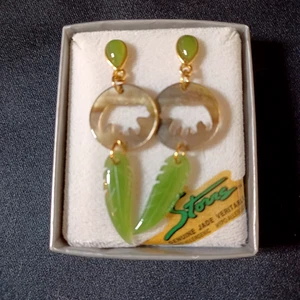 Vintage Storrs Native American Jade Dangle Earrings - Picture 1 of 2