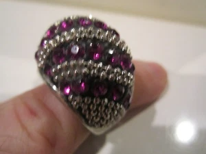 LILA KRISTALL COCKTAIL RING - SCHWER - GRÖSSE 7 1/2 - OFC-W - Bild 1 von 8