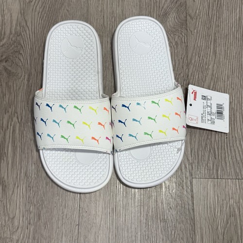 Puma Bianco Cool Cat Colorato Audace Scivoli Ragazze JR 4Y