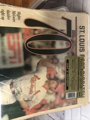 Mark McGwire 62 & 70 Home Run Record 1998 SEALED Newspaper - NOT A REPRINT - MLB - Image 1 of 4