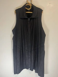Taking Shape Sz L Faux Leather Look Poly Sleeveless Long Zip Up Collared Vest - Picture 1 of 8