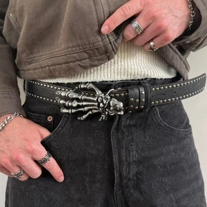 y2k style gothic skeleton hand western design belt - Picture 1 of 7