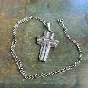 ANDREAS DAUB Sterling Silber 925 Brutalist Modernist Kreuz Anhänger Halskette A*D - Bild 1 von 15