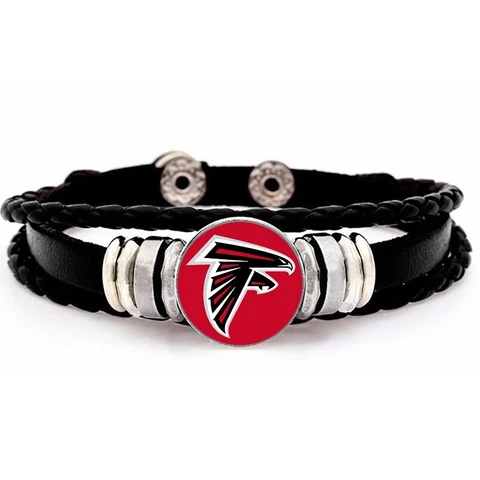Atlanta Falcons Mens Womens Black Leather Bracelet Football GiftPg D14-1 Cover