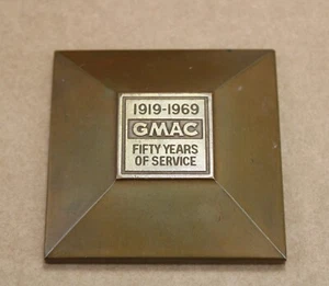 RARE ~ 1969 GMAC 50 YEARS OF SERVICE Old Chevy Dealer Only Brass Paperweight - Picture 1 of 6