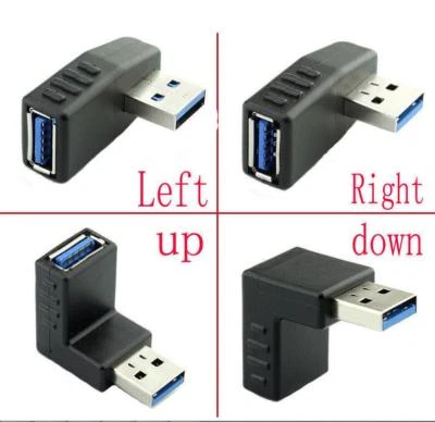 90 Degree Left Right Angle USB 3.0 Type-A Male to Female Adapter Extension-Cable - Image 1 of 4