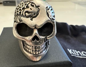 King Baby Jewelry Men's Sterling Silver Koi Fish Skull Ring-Size 10 - Picture 1 of 7