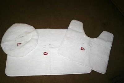 Juego de 3 alfombras blancas de baño "Marilyn Monroe Face Inspired" contorno, rectángulo, cubierta de tapa Foto 1 de 4