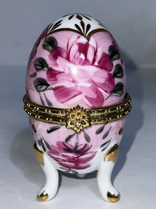 "Caja de baratija en forma de huevo de Pascua pintada a mano rosa 3,75""" - Imagen 1 de 8