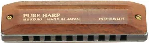 SUZUKI 10-hole Harmonica PURE HARP MR-550H C tone Wood Cover From JAPAN - Picture 1 of 2