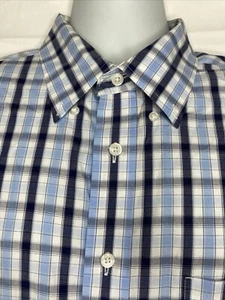 Roundtree & Yorke Button Shirt Men’s Blue Plaid Short Sleeve  - Picture 1 of 6