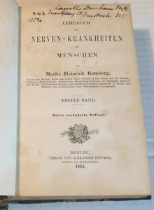 ASSOCIATION COPY of 1853 CLASSIC NEUROLOGY BOOK by ROMBERG - CARROLL DUNHAM COPY - Foto 1 di 8