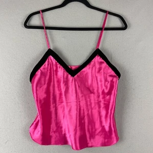Vintage Victorias Secret Gold Label Satin Camisole Womens M/L Pink Velvet Trim - Picture 1 of 13