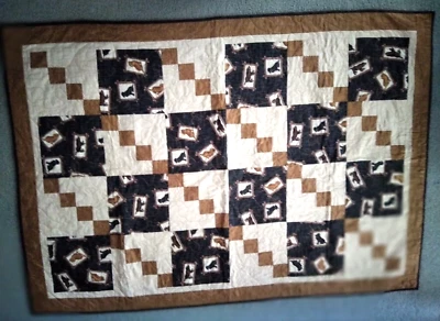 Quilt Dogs Puppies Brown Black 42"x59" - Image 1 of 4