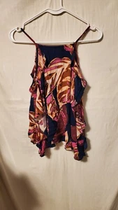 Mossimo Boho Tanktop GR. Medium Rüschen kurzer Rücken geblümt - Bild 1 von 8