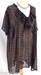 Camicia geo maternità maternità scollo a volant blusa chiffon chiaro trasparente TG 2X NUOVA - Foto 1 di 8