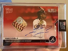 2020 Topps NOW 369D Ronald Acuna Jr AUTO  Ball Relic 1/10 RED Braves