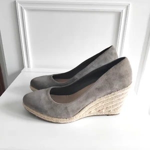 M&S Grey suede high heel rope wedge slip on cushioned espadrilles Sz 5.5 /38.5 - Picture 1 of 10