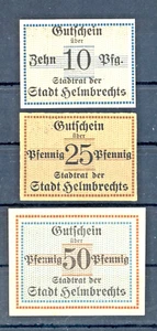 EMERGENCY MONEY HELMBRECHT - 10, 25, 50 PFENNIG NOTES - Picture 1 of 2